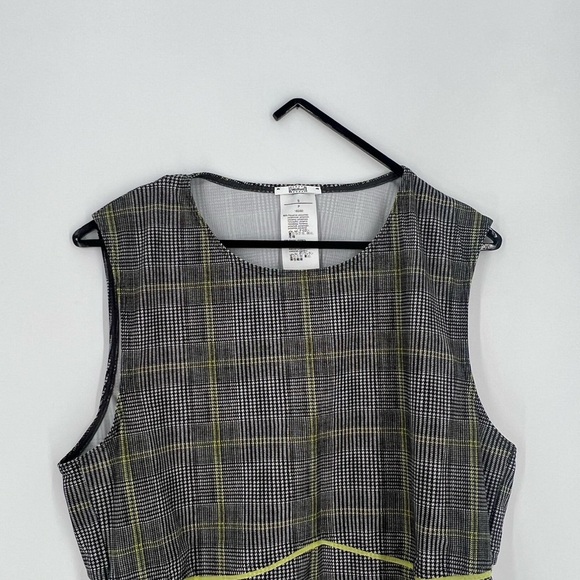 Wolford Neon Check Sleeveless Contrast Houndstooth Top In Grey Lime - Picture 1 of 5